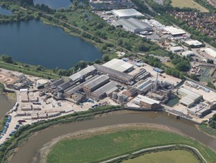 Aerial view of Smurfit Kappa's Townsend Hook paper mill in Kent 